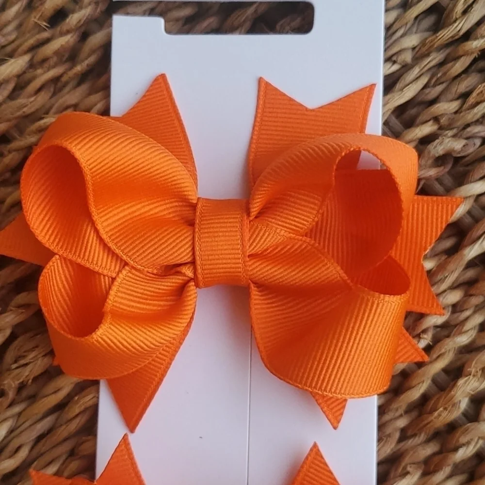 Shimmy Shimmy Orange Boutique Hair Bows Set of 2 NWT Made in USA